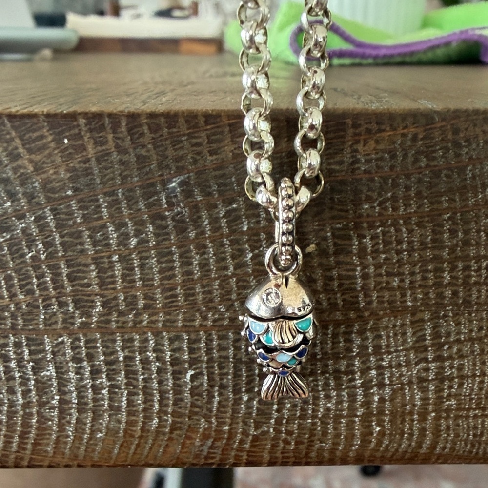 Pandora Blue Scaled Fish Dangled Charm